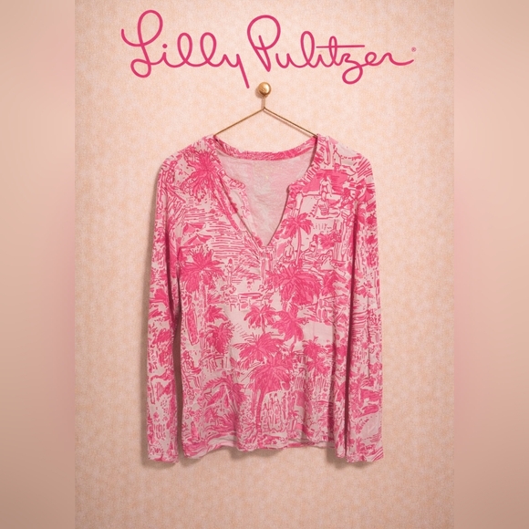 Lilly Pulitzer Tops - Lilly Pulitzer Pink and White Long Sleeve Top
